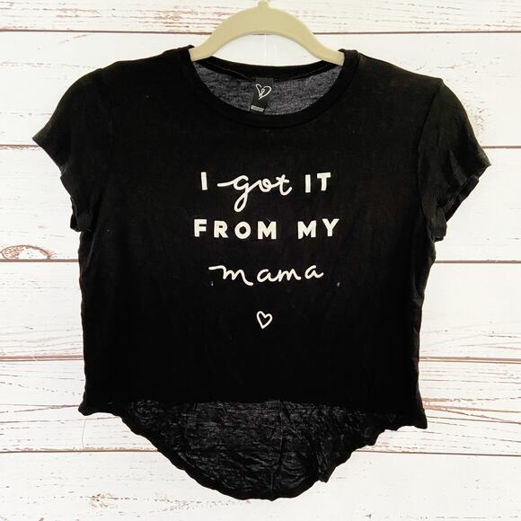 Windsor S Black Got It From My Mama Crop Knot Crew Neck Short Sleeve Tee - Picture 3 of 5